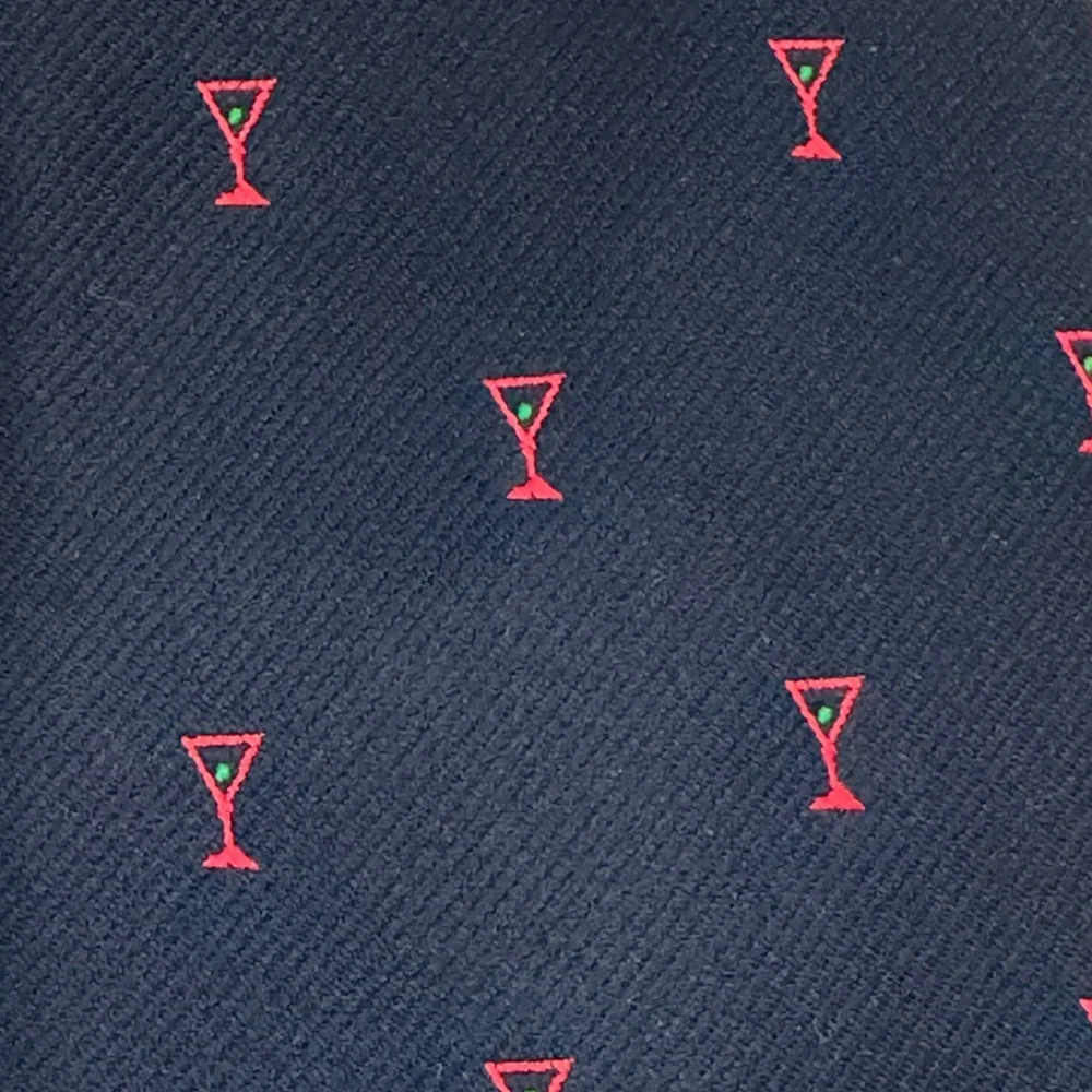 Alynn Men’s Dirty Martini Tie Navy Blue Red Martinis Fun Casual Necktie Cocktail